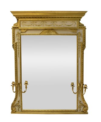Lot 471 - A Cream-Painted and Carved Giltwood Overmantel...