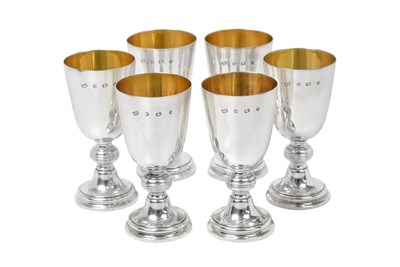 Lot A Set of Six Elizabeth II Parcel-Gilt Silver Goblets