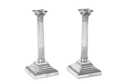 Lot A Pair of George V Silver Candlesticks