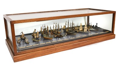 Lot 217 - A Mahogany Cased Diorama of Fifteen British...