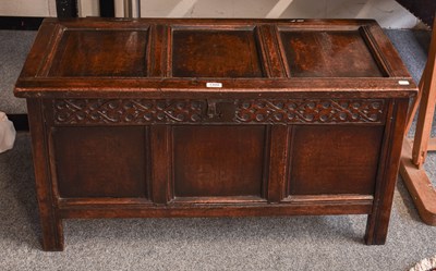 Lot 1409 - An 18th Century Oak Three-Panelled Coffer,...