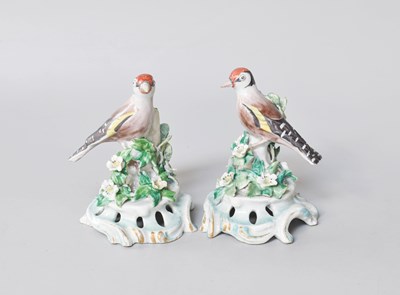 Lot 11 - A Pair of Bow Porcelain Models of Goldfinch,...