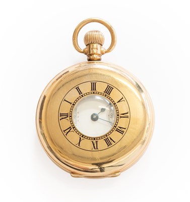 Lot 372 - A 9 Carat Gold Half Hunter Waltham Pocket Watch