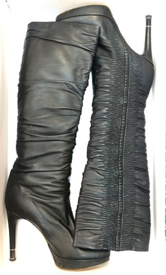 Lot 1027 - Pair of Dior Black Leather Heeled Boots,...