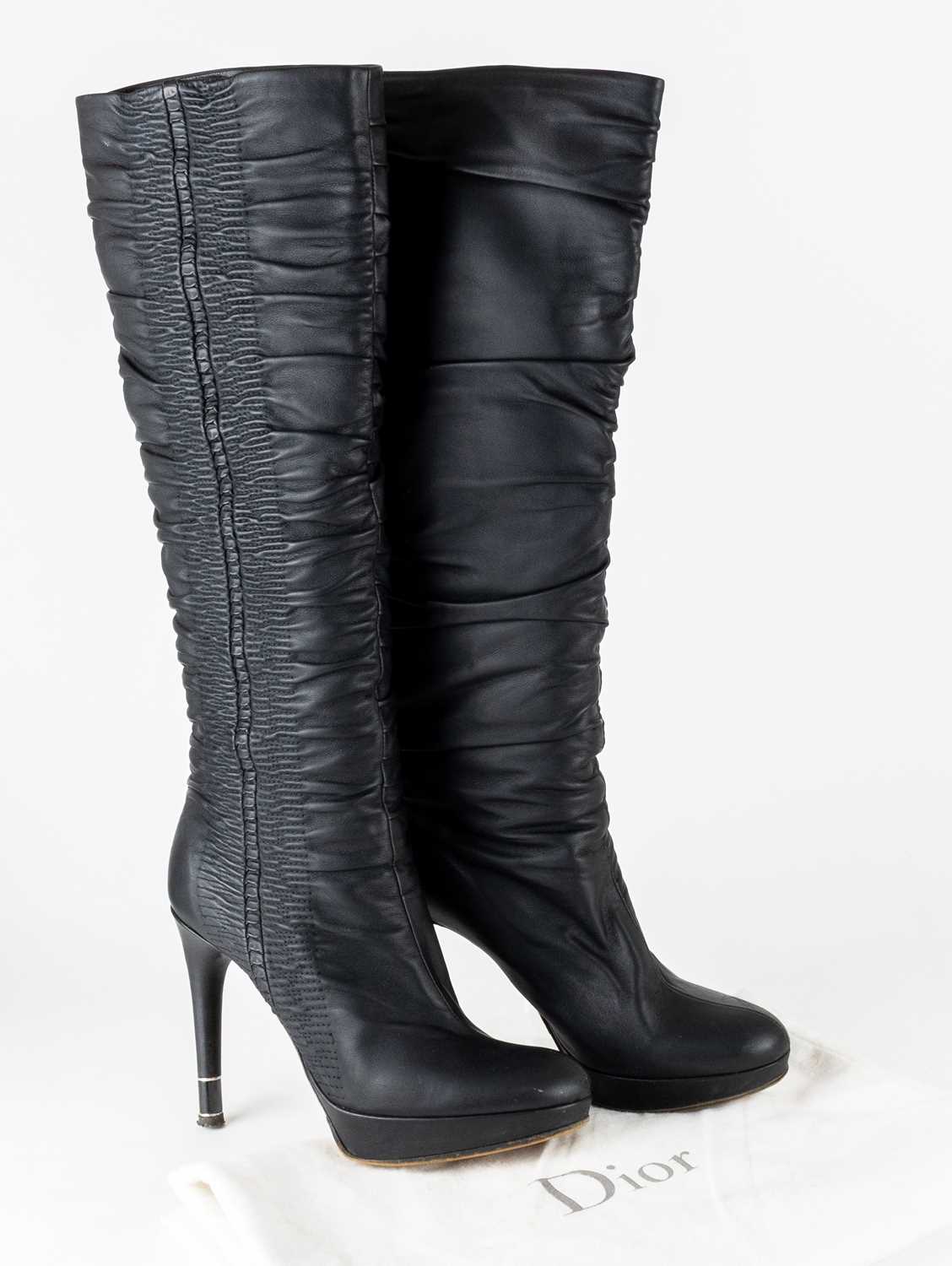 Lot 1027 - Pair of Dior Black Leather Heeled Boots,...