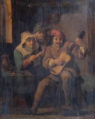 Lot 1210 - Manner of Teniers Interior tavern scene Oil on...