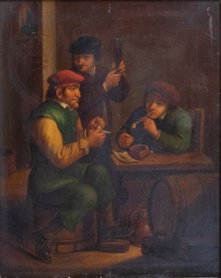 Lot 1210 - Manner of Teniers Interior tavern scene Oil on...