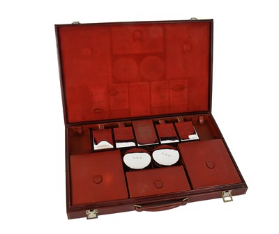 Lot 2017 - Hermès Burgundy Leather Hinged Travelling Case,...