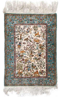 Lot 456 - Turkish (Unsigned) Silk Rug, Probably Hereke...