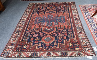 Lot 1264 - Bakhtiari Rug, the indigo field of flowerheads...