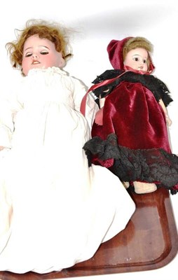 Lot 19 - Bisque socket head doll '1894' with fixed brown eyes, on composition body; SFBJ '60' doll with...