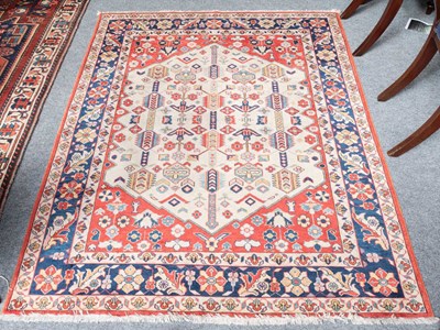 Lot 1267 - Turkish Rug of Caucasian Design, the ivory...