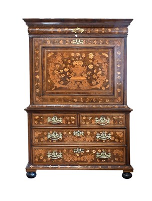 Lot 433 - A Dutch Walnut and Marquetry-Inlaid Escritoire,...