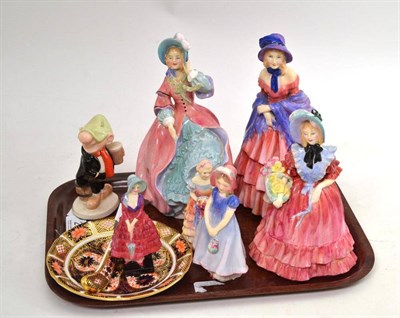 Lot 23 - Six Royal Doulton ladies, Andy Capp and Royal Crown Derby saucer and knife