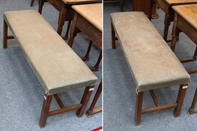 Lot 1423 - A Pair of 3'6'' Mahogany-Framed Hall Benches,...
