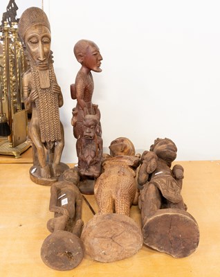 Lot 180 - Five West African Carved Wood Ancestor Figures,...