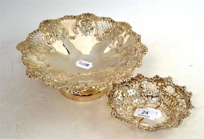 Lot 24 - Embossed silver pierced comport and a bonbon dish (2)