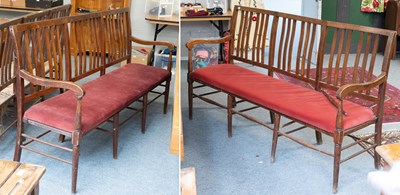Lot 1426 - A Pair of 19th Century 6' Slat Back Benches,...