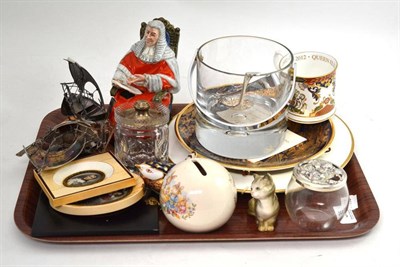 Lot 35 - A Royal Doulton figure 'The Judge', Royal Crown Derby bird, miniatures etc