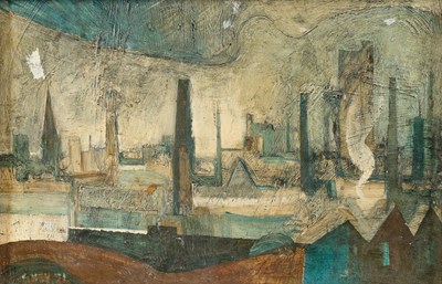 Lot 525 - Geoffrey Key (b.1941) Industrial Cityscape...
