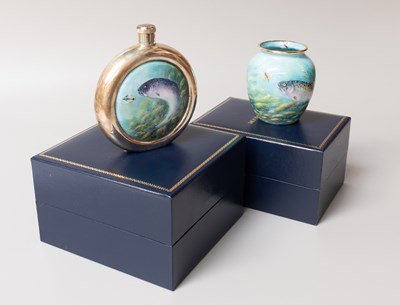 Lot 236 - Two Moorcroft Enamels, including a vase in the...