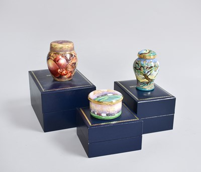 Lot 228 - Three Moorcroft Enamels, including a miniature...
