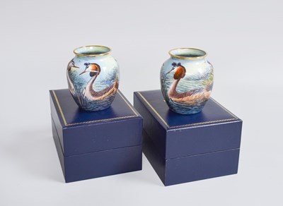 Lot 224 - Two Moorcroft Enamels Miniature Vases, "The...