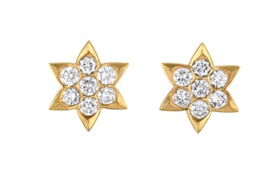 Lot 2277 - A Pair of Diamond Studs/Cufflinks the yellow...