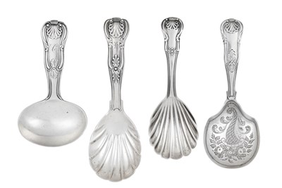 Lot Four George IV and Later Silver Caddy-Spoons,...