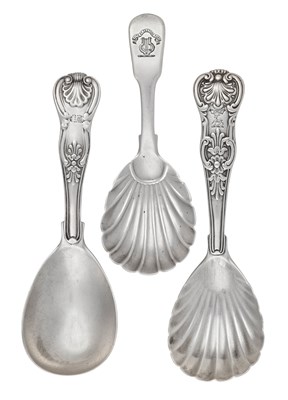 Lot Three George IV Silver Caddy-Spoons, by...