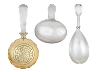 Lot Three George III Silver Caddy-Spoons, Each...