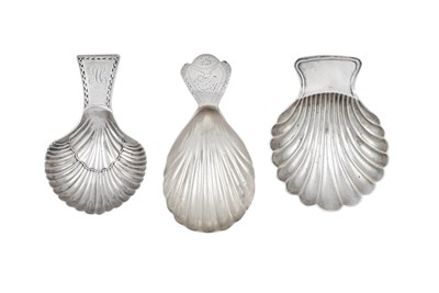 Lot Three George III Silver Caddy-Spoons, Two...
