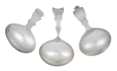 Lot Three George III Silver Caddy-Spoons, Each by...
