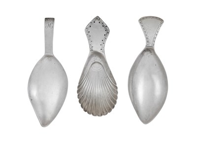 Lot Three George III Silver Caddy-Spoons, One by...