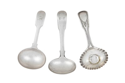 Lot A George III Provincial Silver Caddy-Spoon and...