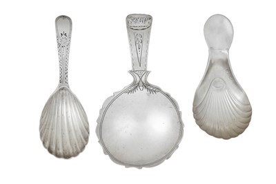 Lot Three George III Silver Caddy-Spoons, One by...