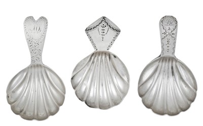 Lot Three George III Silver Caddy-Spoons, by...