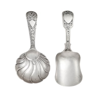 Lot Two George III Provincial Silver Caddy-Spoons,...