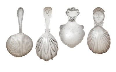 Lot Three George III Silver Caddy-Spoons and a...
