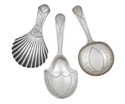 Lot Three George III Silver Caddy-Spoons, by...