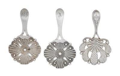 Lot Three George III Silver Caddy-Spoons, by...