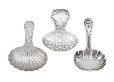 Lot Three George III Silver Caddy-Spoons, by...