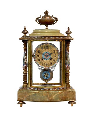 Lot 299 - A French Champleve Enamel and Green Onyx...