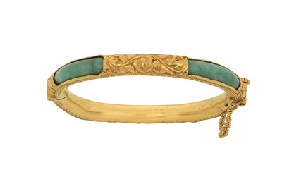 Lot 2230 - A Jade Hinged Bangle four curved jade sections...