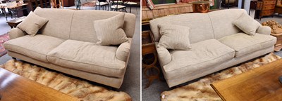 Lot 1112 - A Pair of Large Modern Grey Upholstered Three...