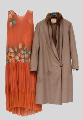 Lot 2294 - Circa 1920s Orange Silk Chiffon Drop Waist...