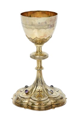 Lot An American Silver-Gilt and Multi-Gem Set Chalice