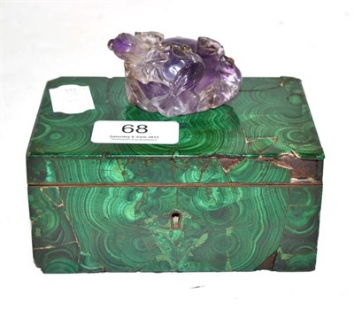 Lot 68 - Malachite mounted jewellery casket and amethyst 'peach' carving