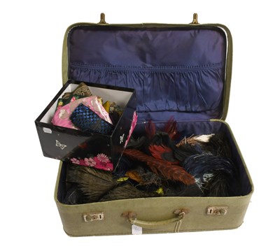Lot Early 20th Century Feathers and Ribbons...