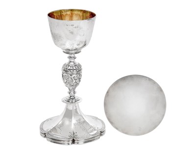 Lot A Charles I Silver Recusant Chalice With an Associated Paten